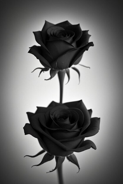 Une rose noire Des gouttes d'eau