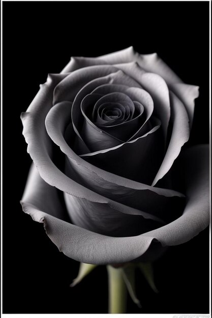 Une rose noire Des gouttes d'eau