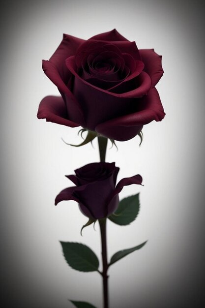 Une rose noire Des gouttes d'eau