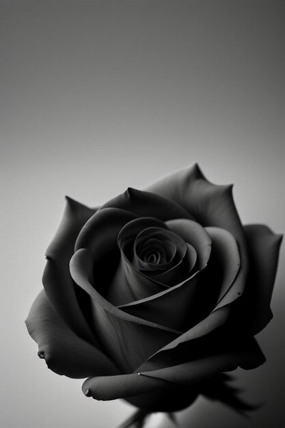 Une rose noire Des gouttes d'eau