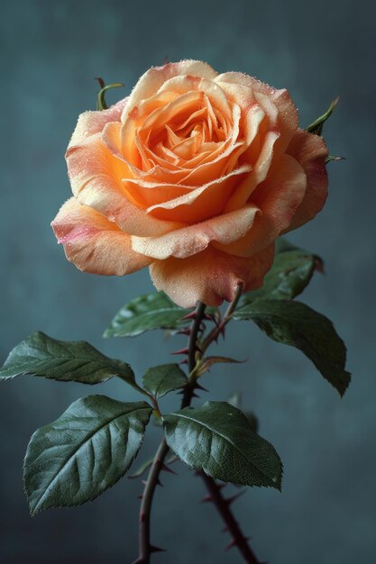 Une rose photoréaliste avec la tige remplacée par du fil de fer barbelé Photographie de produit à lumière unique Tons pastels ar 23 styliser 1000 v 6 ID d'emploi 23afd6c40a2d483bb1f3a7864a5e55c0