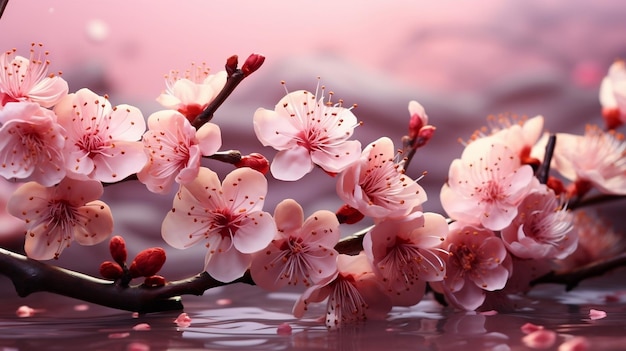 Photo rose prune pêche cherry blossom fond fond d'écran illustration