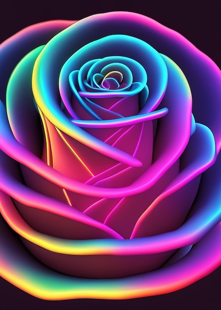 Une rose rose avec des couleurs d'arc-en-ciel