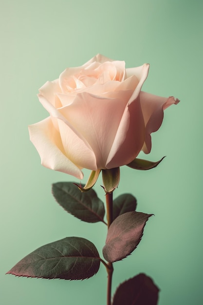 Une rose rose avec un fond vert