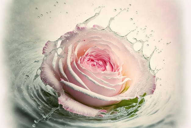 rose rose avec des gouttes d&#39;eau