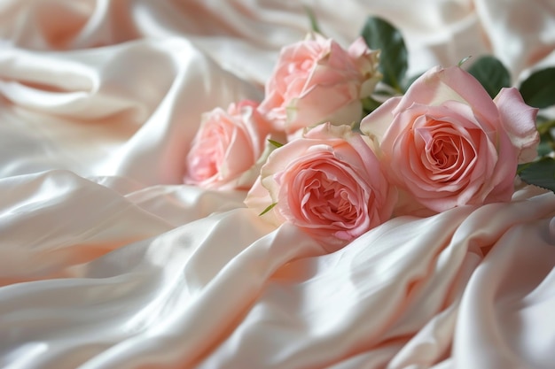 Rose rose pêche blanc satin de soie plis en tissu fond élégant de luxe léger avec espace pour da