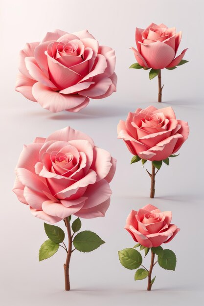 rose rose ou rose rouge fond propre autocollant de fond blanc pour