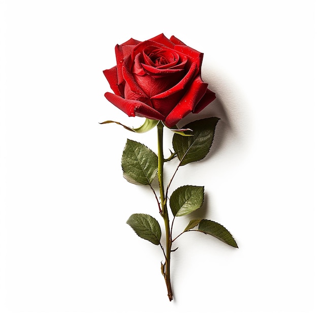 Une rose rouge est sur un fond blanc avec le mot rose dessus.