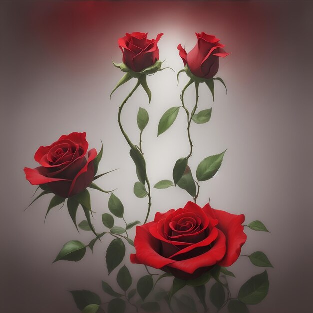 Rose rouge fleurit avec un fond blanc