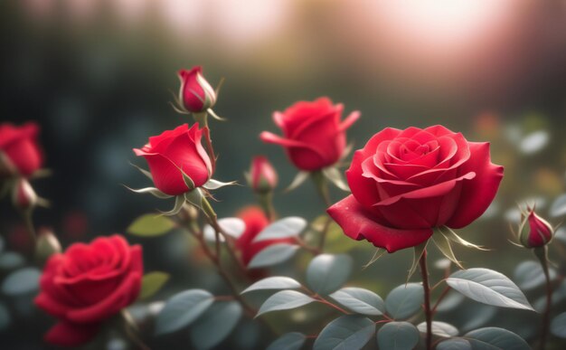 Une rose rouge en gros plan dans le jardin