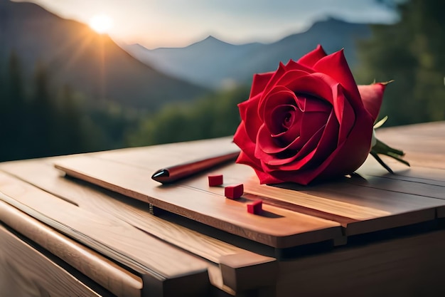 Une rose rouge sur une table Créé avec la technologie générative Ai