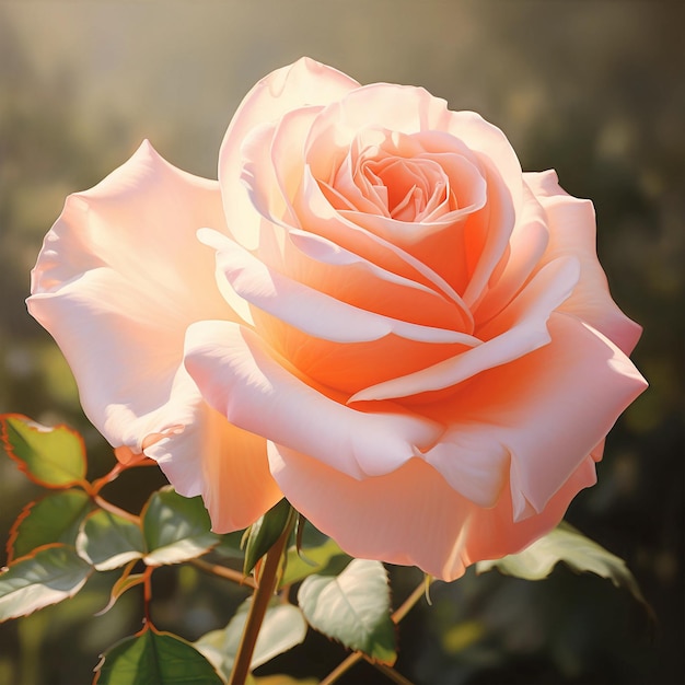 Une rose solitaire dont les pétales veloutés se déploient délicatement dans la douce lumière du matin