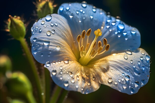 Photo rosée du matin sur les fleurs épanouies