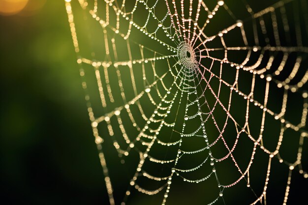 La rosée du matin orne la délicate tapisserie de la nature