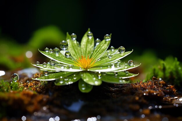 Rosée de mousse macro