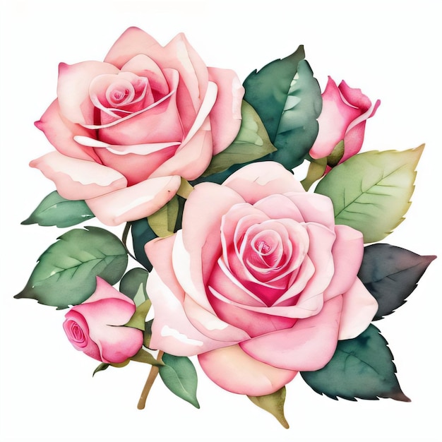 Des roses à l'aquarelle roses Clipart