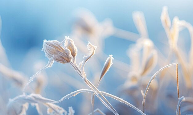 Roses blanches gelées dans un champ givré symbolisant la beauté de l'hiver Créé avec des outils d'IA générative
