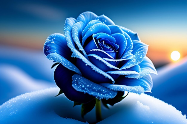 Roses bleues dans la neige