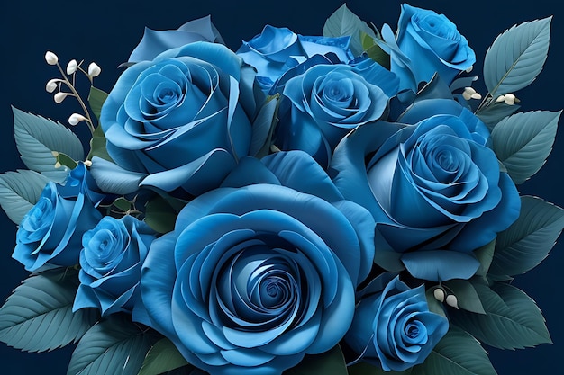 Des roses bleues enchanteuses, un bouquet floral vectoriel, des papiers peints de haute qualité et une superbe photo TopView