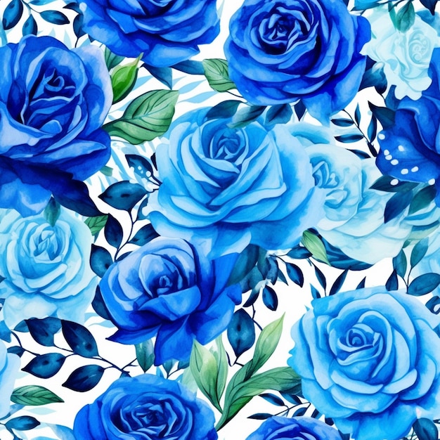 Roses bleues sur fond blanc