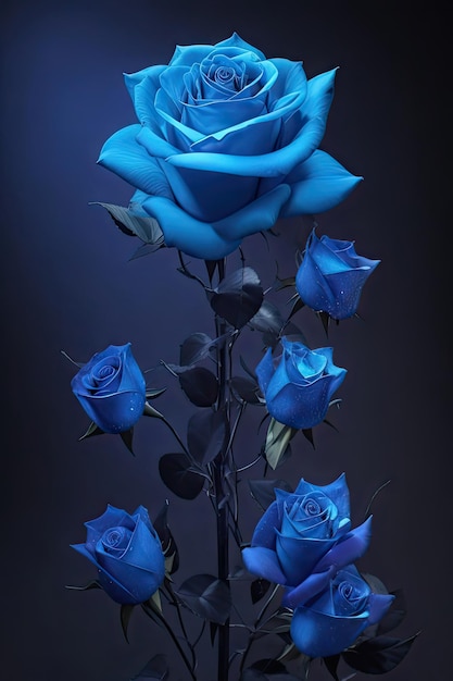 Photo des roses bleues sur fond noir