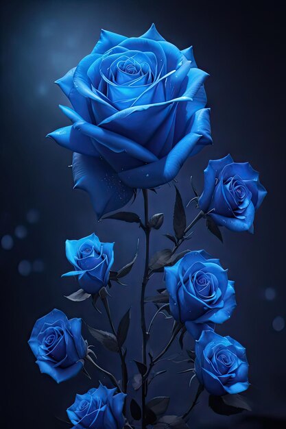Photo des roses bleues sur fond noir