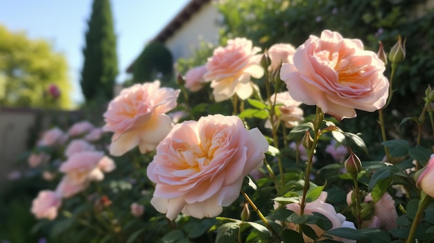 Des roses classiques et élégantes dans un jardin généré par l'IA