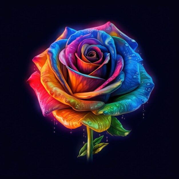 Des roses colorées fleurissent avec la rosée