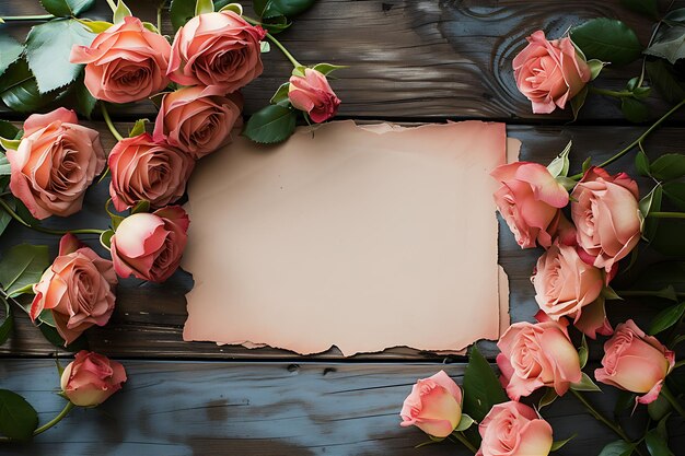 Des roses florales sur une surface en bois