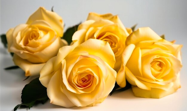 Une roses jaunes sur fond blanc