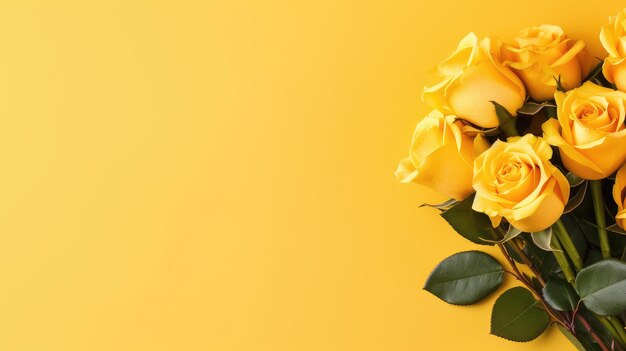 Roses jaunes sur fond jaune