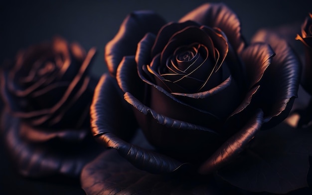 Roses noires avec un fond sombre