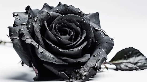 Roses noires avec des gouttes d'eau dessus