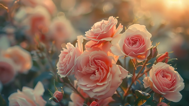 Photo des roses roses au soleil