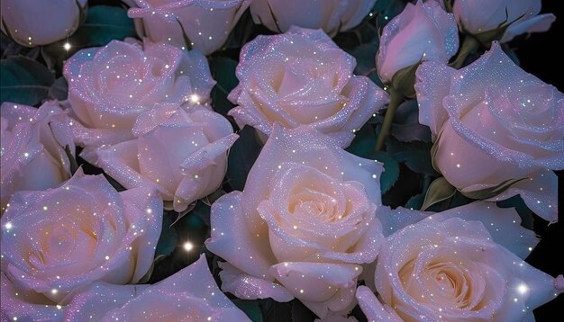 Des roses roses et blanches créées avec la technologie d'intelligence artificielle générative