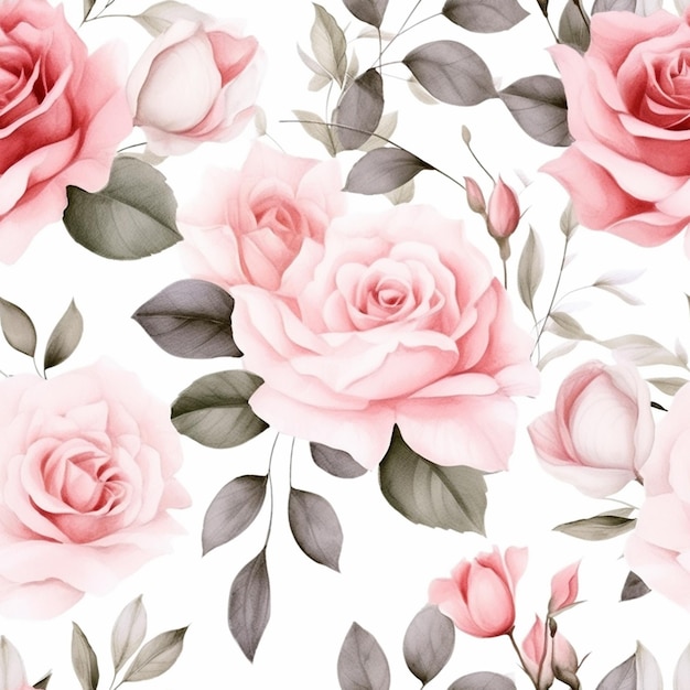 Roses roses sur fond blanc