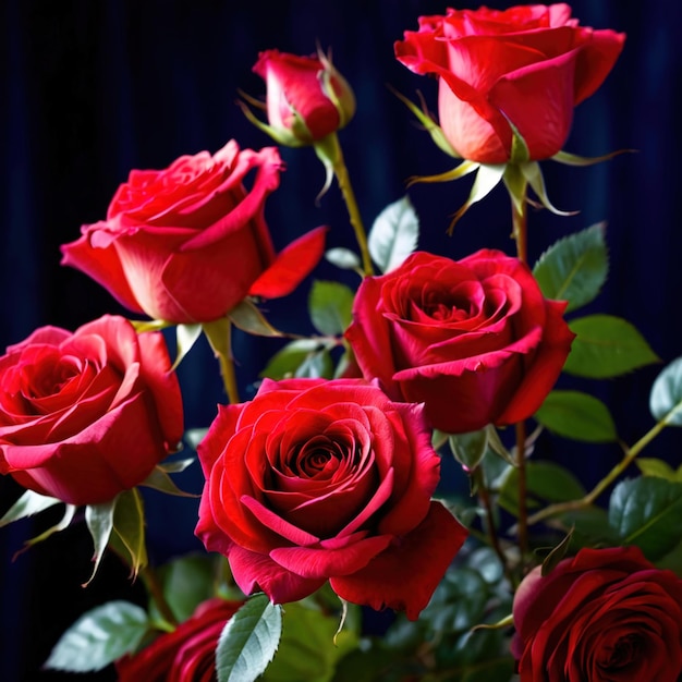 Des roses roses sur un fond sombre bouquet de fleurs pour la romance et l'amour