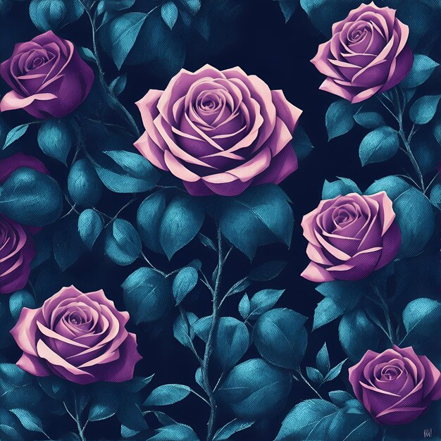 Roses roses Ornement d'aquarelle pour le design de tissus et d'emballages AI générative