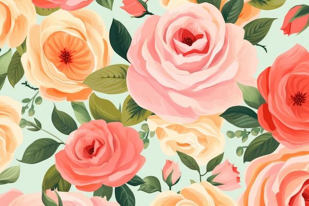 Les roses roses et de terre cuite fleurissent dans une harmonie artistique