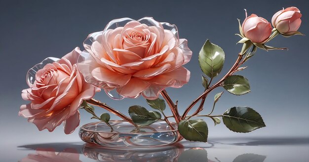 Des roses roses en verre