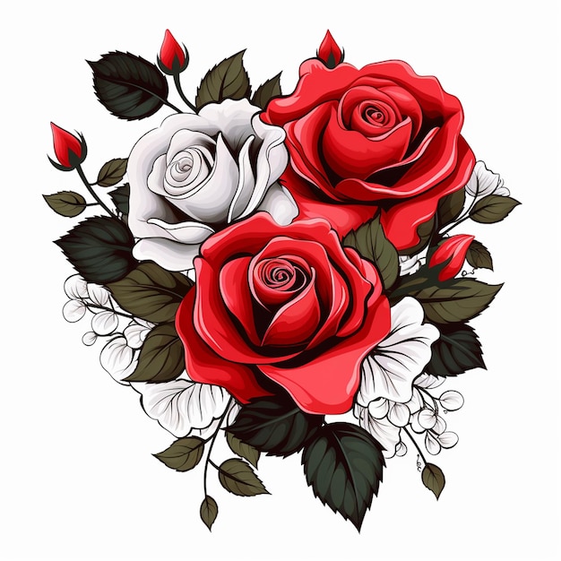 roses rouges et blanches en fleurs
