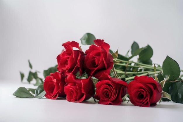 Roses rouges sur fond blanc pour un look élégant et classique créé avec générative ai