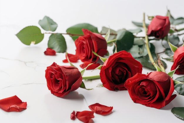 Roses rouges sur fond blanc pour un look élégant et classique créé avec générative ai