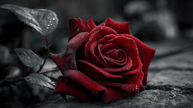 Roses rouges sur fond noir
