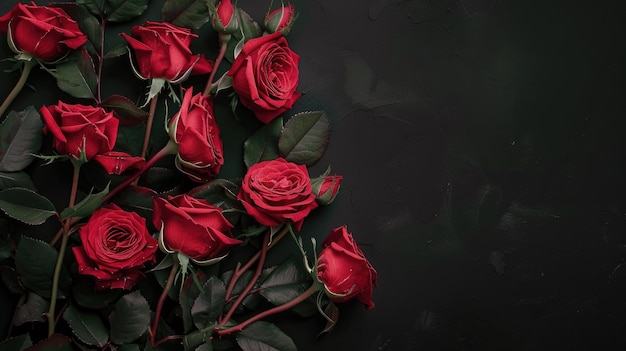 Les roses rouges sur un fond de texture sombre Concept d'amour