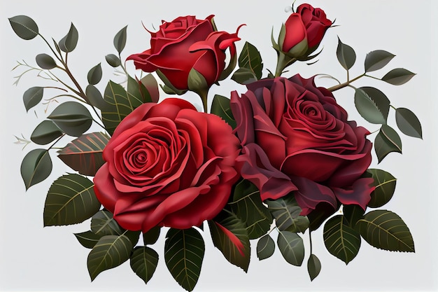 Roses rouges isolées sur fond transparent