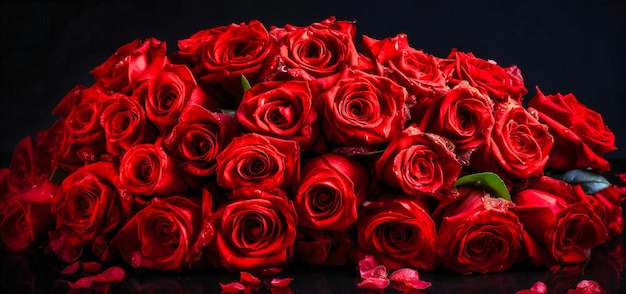 Les roses rouges sont en forme de coeur