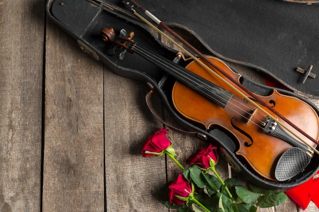 Roses Rouges Et Un Violon