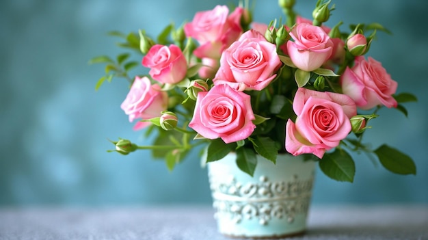 Des roses en vase