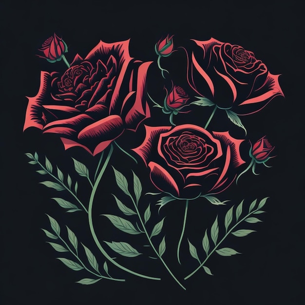 Photo roses vectorielles en fleur